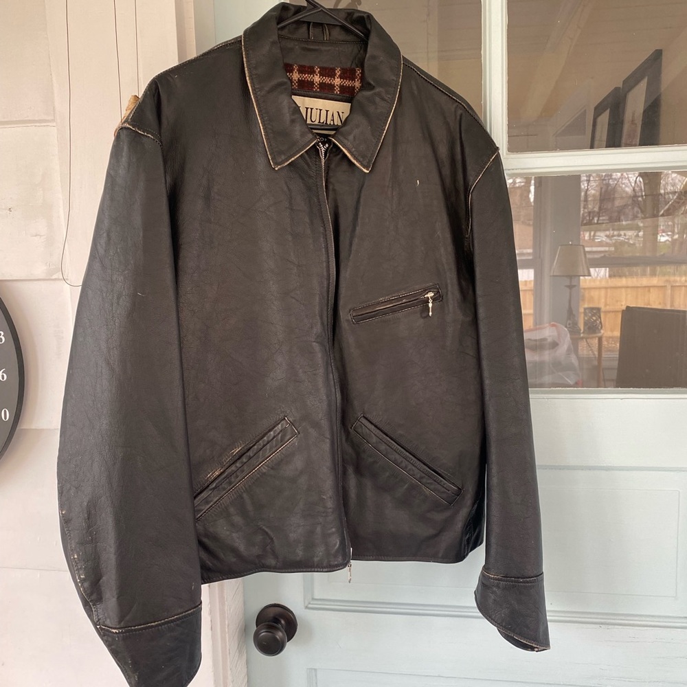Mens XL Distressed Leather Jacket